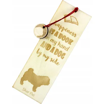 Doplněk ke knize Shar Pei, gravírovaná záložka do knihy se psem, jméno psa
