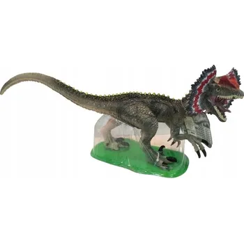 Figurka Dinosaurus Dilophosaurus s hřívou na podstavci se zvukovými efekty
