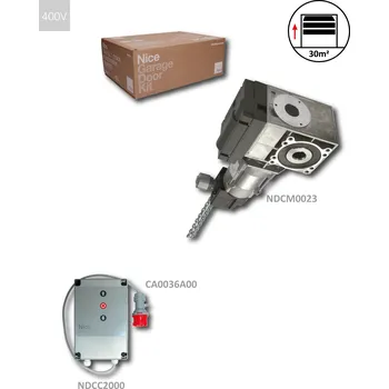 Pohon brány TOTMAN sada pro průmyslová sekční vrata do 30 m², 1x NDCM0199 (400 V, 100 Nm), 1x D-PRO ACTION NDCC2000, 1x propojovací kabel CA0175A00 7m, 5 m řetěz, 1x CEE, elektrické koncové dorazy, konektor OXIBD, otvor pro hřídel o Ø 25 mm