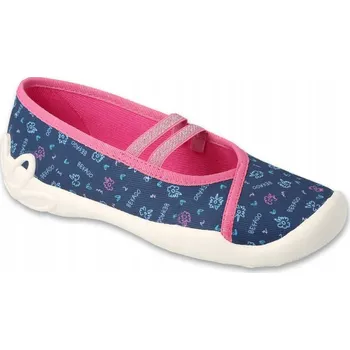 Dívčí bačkory BEFADO Balerínky papuče dětské dívčí 116y320 tmavě modré růžové 34