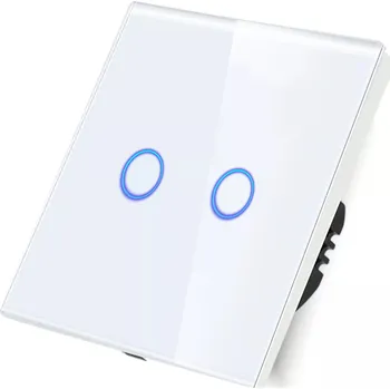 vypínač Dvojitý dotykový vypínač světla, bílé sklo DC SMART HOME s N 1G