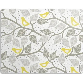 Miska pro psa Podložka pod misku pro psy a kočky Ptáci žlutá 60x40 cm