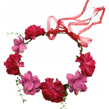 Čelenka Věneček čelenka do vlasů květy RŮŽOVÝ boho svatba rozlučka se svobodou