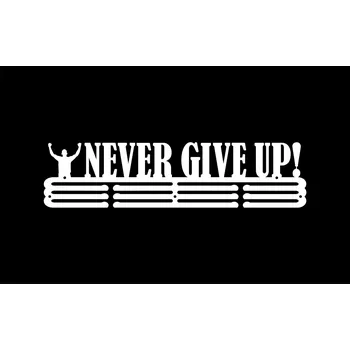 Věšák Never Give UP #2 - BÍLÝ Věšák na medaile 60 cm