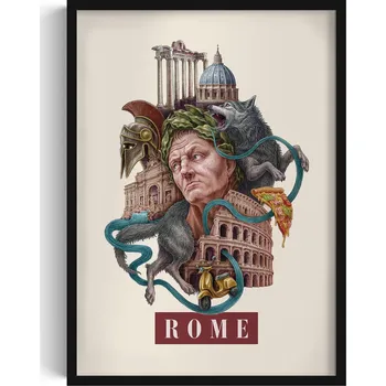 Obraz Plakát v rámu Wallfluent, architektura černá, 50x70 cm