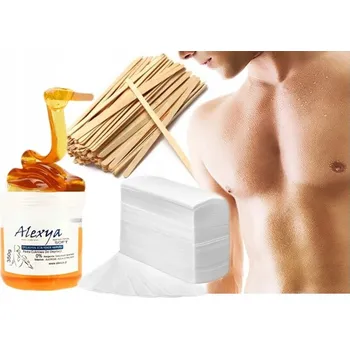 Přípravek na depilaci a epilaci Cukrová pasta + Depilační pásky + Špachtle 100 ks sada pro depilaci MAN