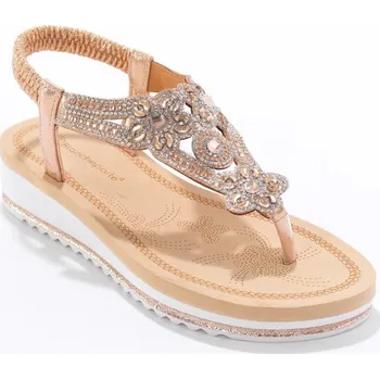 Dámské sandále Sandály se štrasem, na klínku růžovozlatá 36