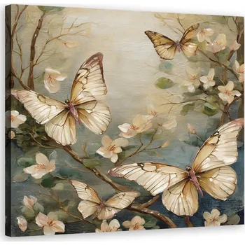 Obraz Obraz na plátně, Motýl Květiny Akvarel 60x60