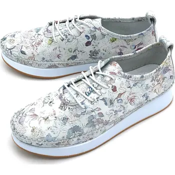 Dámské polobotky Dámské kožené tenisky 014 24077C Klop stříbrná Barva: bílostříbrná, Velikost: 37