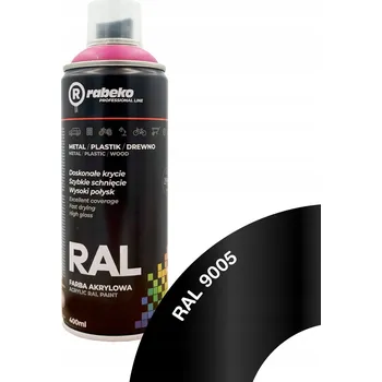 Barva ve spreji SPREJ barva Rabeko RAL 400ml ČERNÁ lesklá RAL 9005