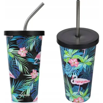 Termohrnek Termohrnek Casno Gloomy KXN-6504F plameňák a brčkem 510 ml