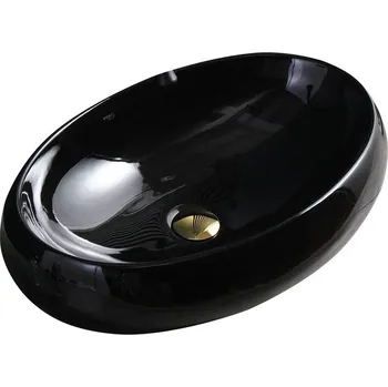 Umyvadlo BPS-koupelny Keramické umyvadlo na desku HYD-CI-BL-600 60x40,5 cm, černé