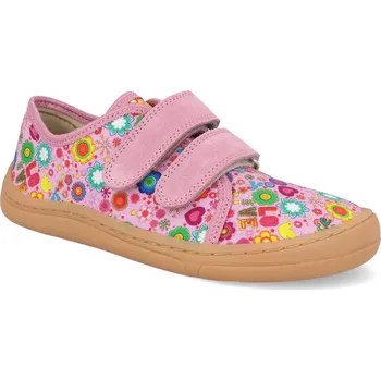 Dívčí tenisky Barefoot plátěnky Froddo - Canvas Pink+ růžové kytičky Velikost: 40