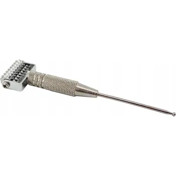 Masáž MASÁŽNÍ VÁLEČEK NA OBLIČEJ - KOVOVÝ, VROUBKOVANÝ - S DIAGNOSTICKOU SONDOU - 12,5 CM