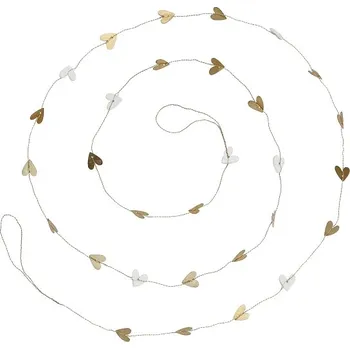 Vánoční dekorace Bastion Collections Girlanda White & Golden Hearts, 180cm EW-GUIRLANDE-006