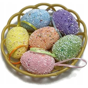 Velikonoční dekorace VAJÍČKA KRASLICE KOŠÍČEK Velikonoce ZÁVĚS SADA 6 kusů