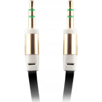 Audio kabel AUDIO KABEL MINI JACK 3,5mm AUX POZLACENÝ PLOCHÝ