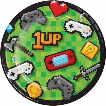 Talíř Papírové talířky GAME ON 8 ks, 18 cm