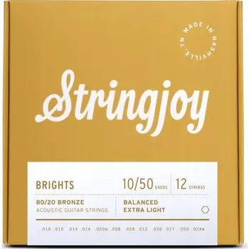 Příslušenství pro strunný nástroj Struny pro akustickou kytaru Stringjoy BRIGHTS 80/20 Bronze 10-50