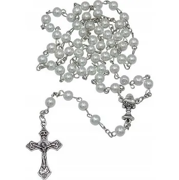 Růženec Růženec k prvnímu svatému Svaté Přijímání , bílá perla + pouzdro na zip