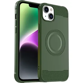 Pouzdro na mobilní telefon Kryt na iPhone 14 gumový (podpora MagSafe) zelený