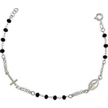 Náramek Stříbrný náramek růženec délka náramku 17+2cm