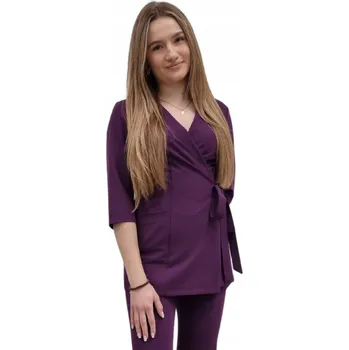 Zavinovací sako, tunika fialová basic premium 3/4 rukáv vel. XXL