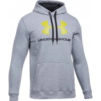 Pánská mikina MIKINA UNDER ARMOUR RIVAL FLEECE FITTED GRAPHIC HOODIE PÁNSKÁ ŠEDÁ M