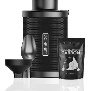 AC Infinity Refillable Carbon Filter Kit, with charcoal refill, 100mm