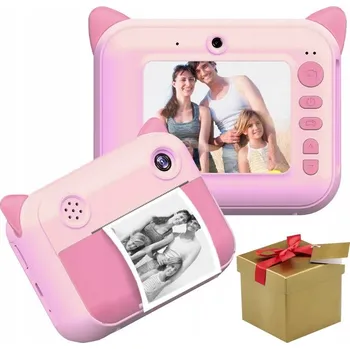 Digitální kompakt Digitální fotoaparát Grykon Fotoaparát s tiskárnou fialový