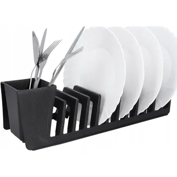 Odkapávač na nádobí Odkapávač na příbory a talíře, sušák, stojan, organizér, černý, 11,5x37 cm