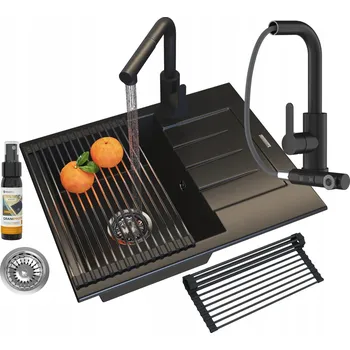 Granitový dřez Jednokomorový dřez Granitan MILANO, granit černá