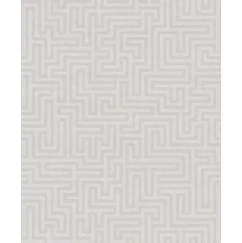 Tapeta ŠEDÁ GEOMETRICKÁ TAPETA S BROKÁTOVÝM VZOREM LABYRINT