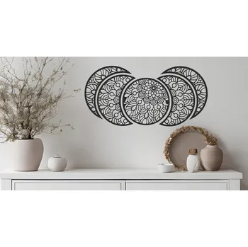 Obraz Nástěnná Dekorace Prolamovaný obraz na zeď TRYPTYCH MANDALA 3D - 5 kruhů