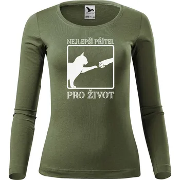 DOBRÝ TRIKO Dámské bavlněné triko Nejlepší přítel Velikost: 2XL, Barva: Khaki