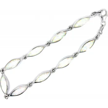 Náramek Leru Stříbrný náramek s bílými opály 19cm