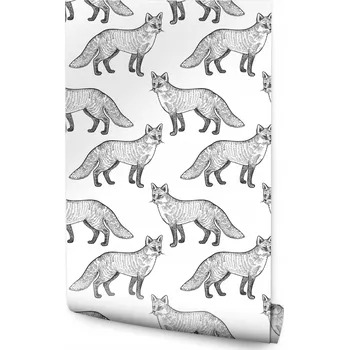 Fototapeta Tapeta pro děti černo-bílé lišky zvířátka
