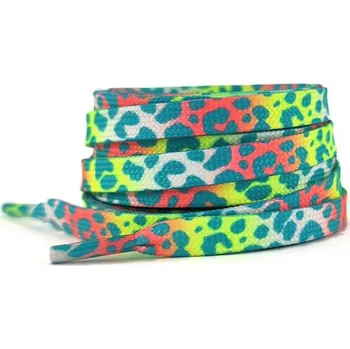 Tkaničky do bot Široké tkaničky s leopardím potiskem, jeden pár - Zelené, 120 cm