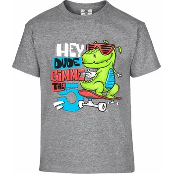 Pánské tričko Tričko Hey Dude Gimme The 5 Druh: Dětské, Barva: Šedá, Velikost: 122-S