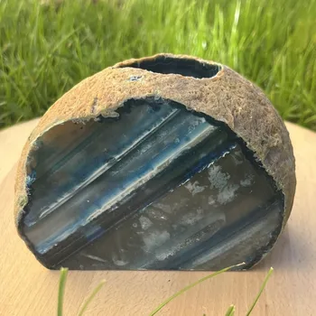Svícen Svícen Achát modrý přírodní kámen | 80mm| 1137g | Originální foto