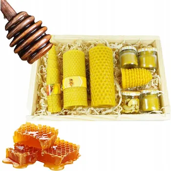 Svíčka Dekorativní svíčka z včelího vosku, přírodní Miód i Bursztyn, 7 ks