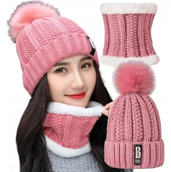 Čepice EdiBazzar sada: čepice a nákrčník (rolák) univerzální velikost, růžová