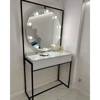 Toaletní stolek Toaletní stolek na líčení JH Black 100 Hollywood bílý