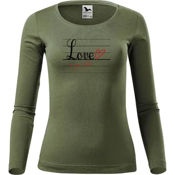 DOBRÝ TRIKO Dámské triko s potiskem Love is my life Velikost: 2XL, Barva: Khaki