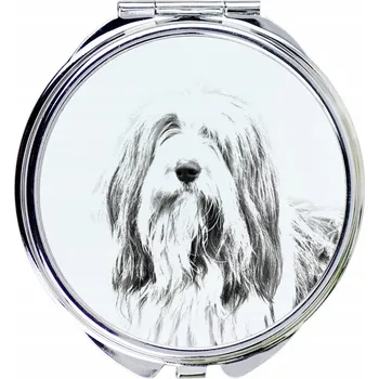 Kosmetické zrcátko Bearded Collie, Highland Collie - kapesní zrcátko se psem, s možností personalizace
