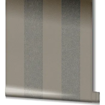 Tapeta TAPETA HNĚDO-STŘÍBRNÉ PRUHY VINYLOVÁ NA VLIESU TAPETY