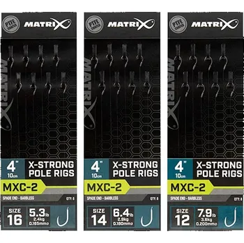 Rybářský háček 8ks - Hotový Návazec Matrix MXC-2 4” Pole Rigs 0,18mm/Vel. 14