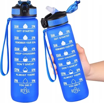 Láhev LÁHEV S BRČKEM LAHEV NA PITÍ NA VODU S ODMĚRKOU NA TRÉNINK BPA FREE 1000 ML