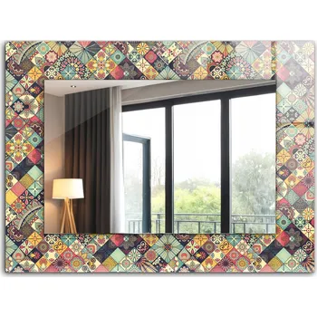 Zrcadlo Dekorativní zrcadlo na zeď s potiskem dekor 80x60 cm Barevný patchwork