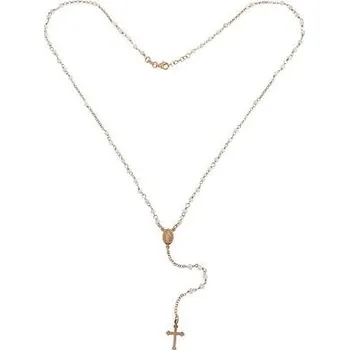Náhrdelník Stříbrný růženec zlacený s bílými korálky délka náhrdelníku 55cm